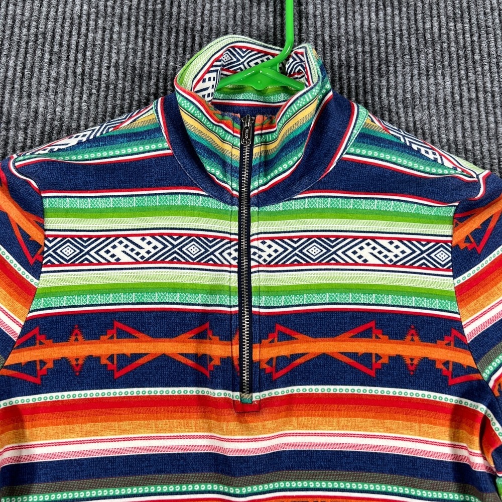 Chaps Sweatshirt Womens XS Extra Small Striped Long Sleeve 1/4 Zip Mock Neck